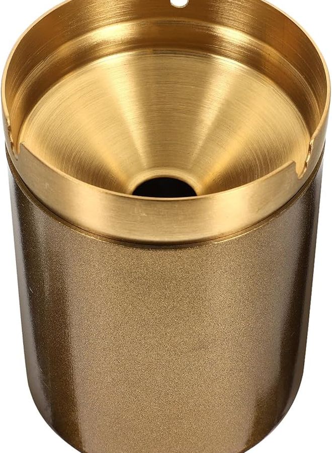 علبة سجائر من الفولاذ المقاوم للصدأ الذهبي مقاومة للرياح وخالية من الدخان مع غطاء للاستخدام الداخلي والخارجي في المنزل والمكتب - Image 1